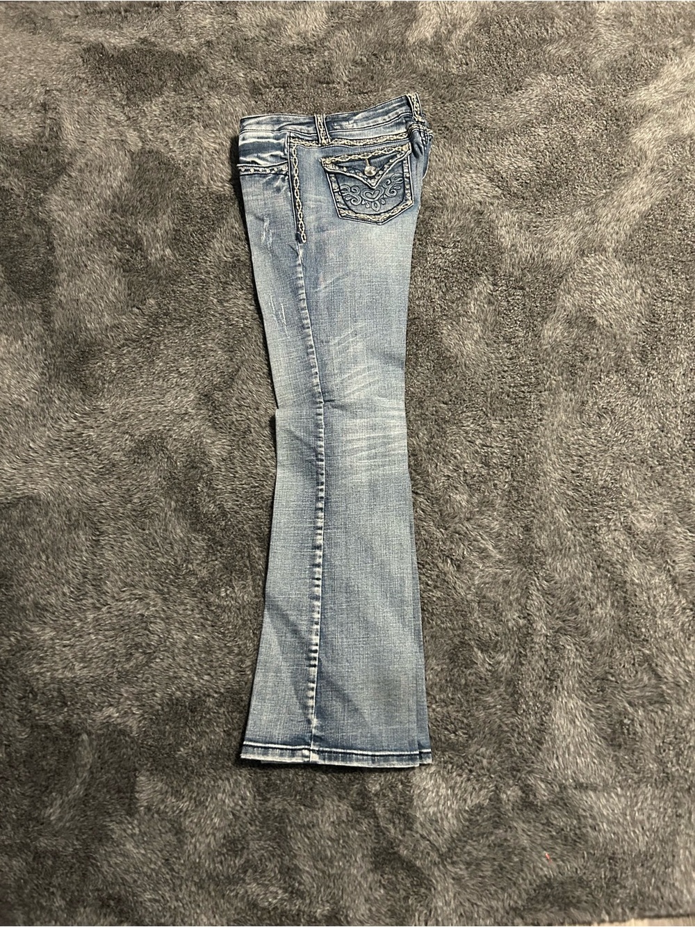 L.A. idol Light Blue Embroidered Flare Jeans